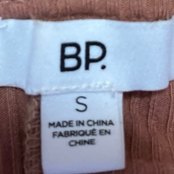 Nordstrom BP Brown Rib Knit Short Sleeve V-Neck Ruched Tie Mini Bodycon Dress S - Picture 4 of 5